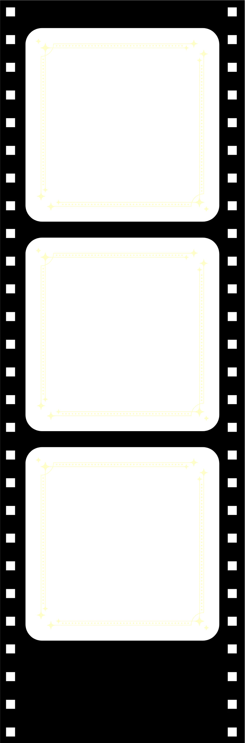 A strip of film holding three photos of the couple