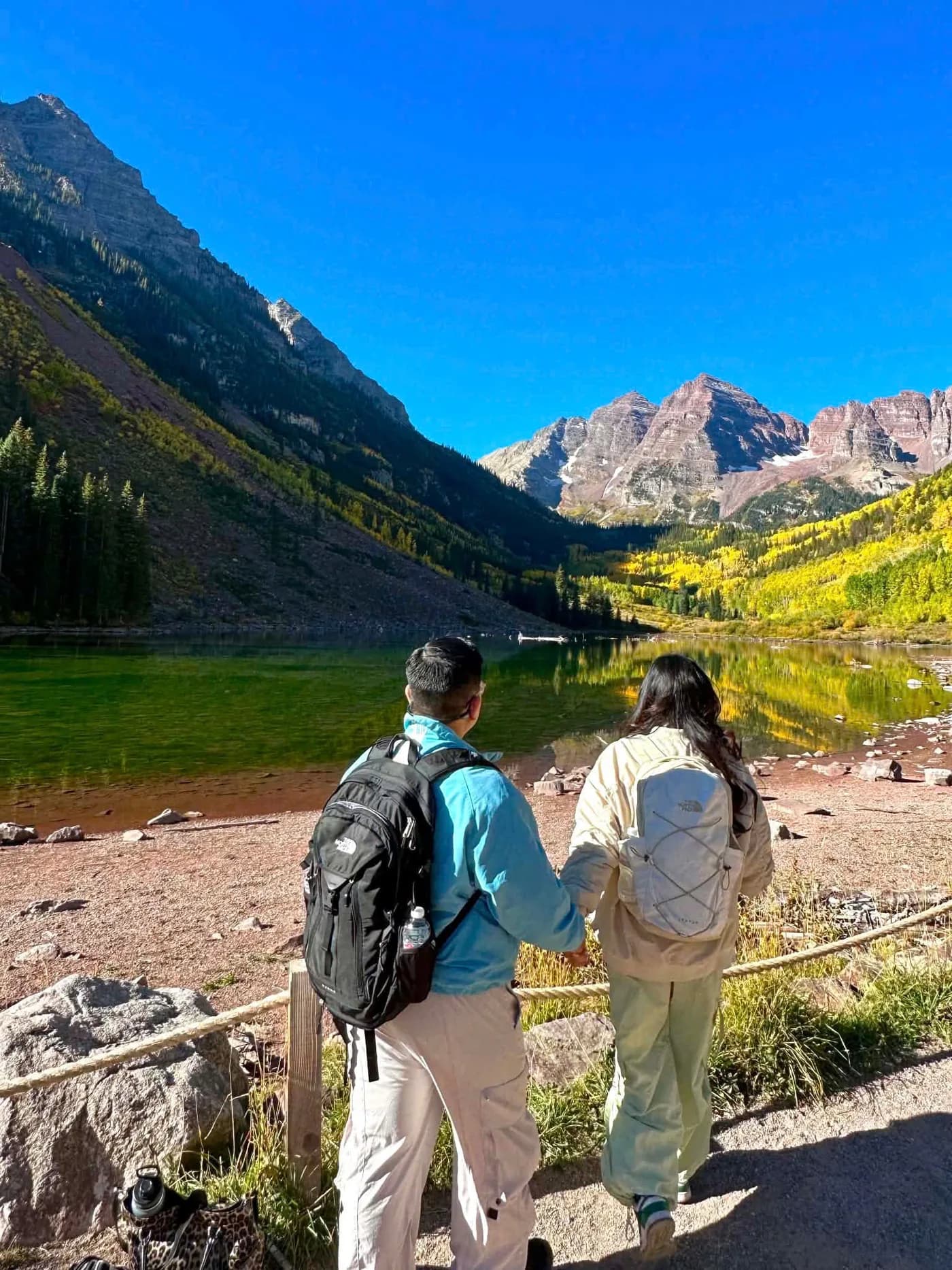 Hong Hanh and Tri Anh in the mountains