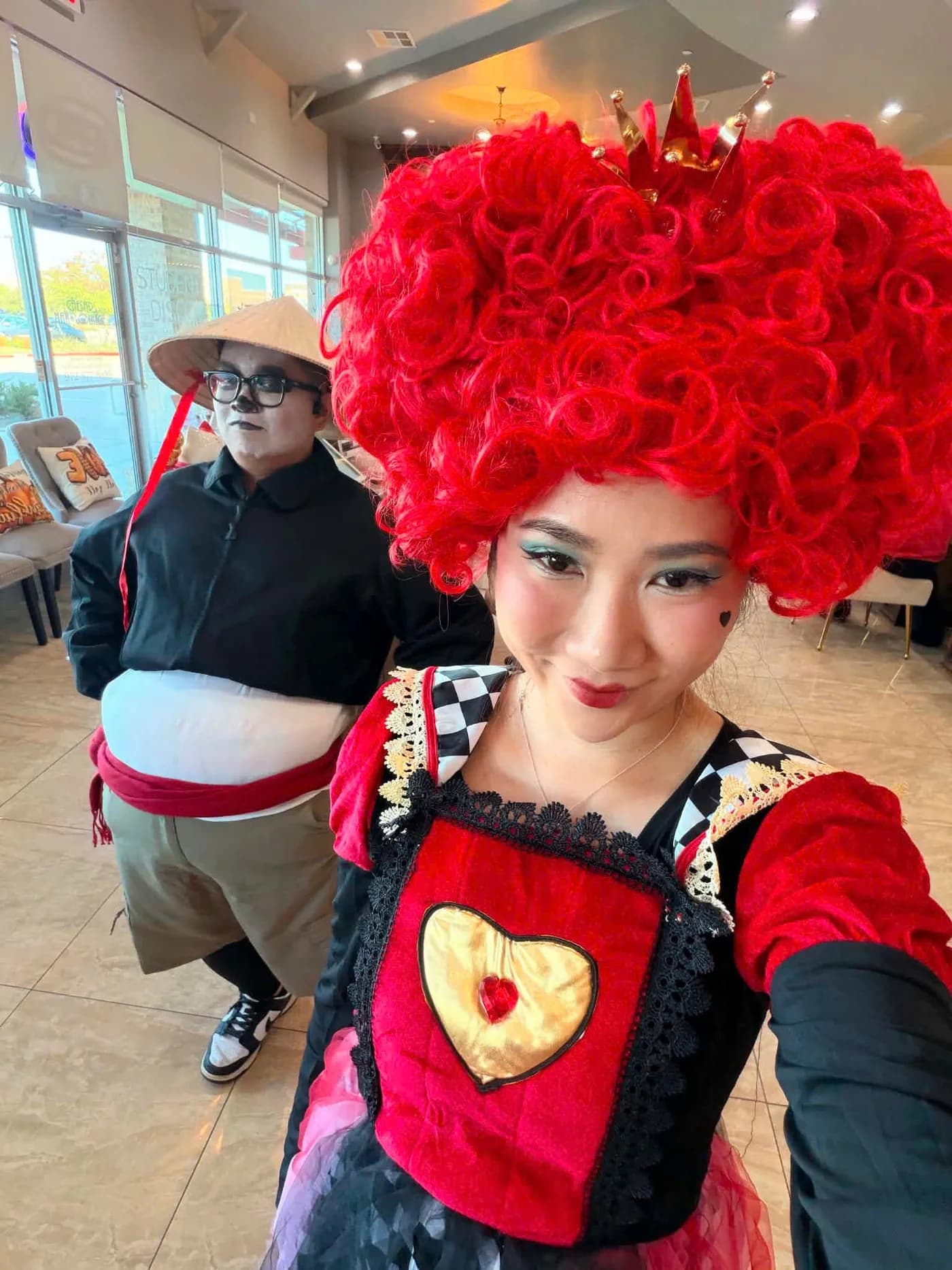 Hong Hanh and Tri Anh being silly on a trip